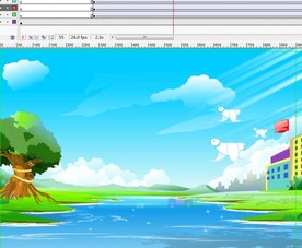 学校旁的水边有鸽子飞过6秒