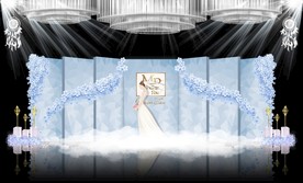 蓝色大理石主题婚礼舞台效果图