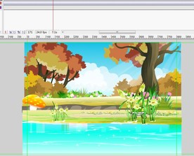 乌龟在森林的河边行走10秒