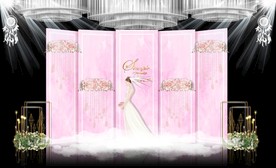 粉色大理石主题婚礼舞台效果图