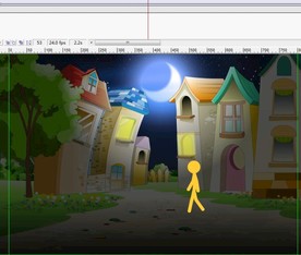 橙色火柴人在月光下走过6秒