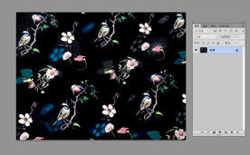 黑底唯美彩绘小鸟民族花卉