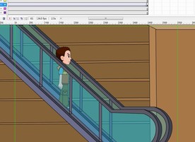 人物坐扶手电梯运作动画8秒
