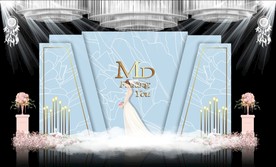 蓝色大理石主题婚礼舞台效果图