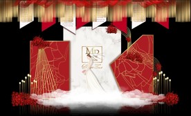 红白大理石主题婚礼舞台效果图