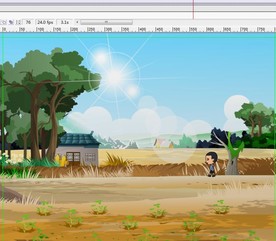 孩子在庄稼地上面行走12秒