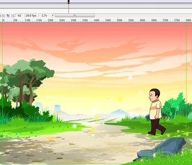 男子在日落野外行走8秒