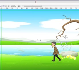 失落晦气老人在河边走过6秒