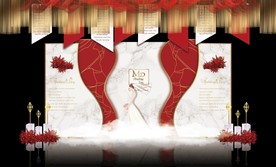 红配白色大理石主题婚礼效果图