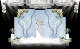 蓝色大理石主题婚礼舞台效果图