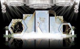 蓝色大理石主题婚礼舞台效果图