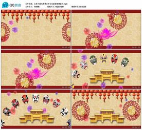 中国戏曲文化脸谱 舞台背景视频