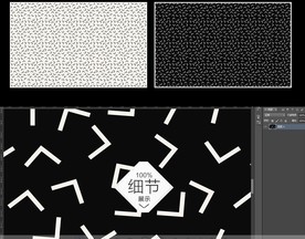 黑白经典手绘线条无缝拼接壁画