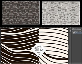 黑白经典手绘线条无缝拼接壁画