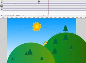 小汽车引导线在山上行驶13秒