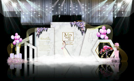白粉色大理石主题婚礼舞台效果图
