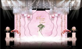 粉色大理石主题婚礼舞台效果图