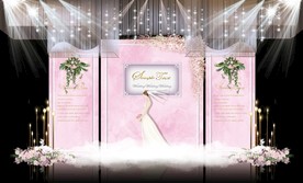 粉色大理石主题婚礼舞台效果图