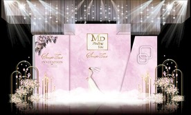 粉色大理石主题婚礼舞台效果图