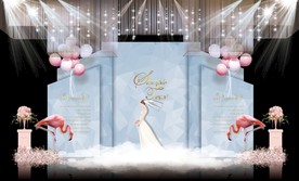 蓝色大理石婚礼主题舞台效果图