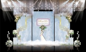 蓝色大理石主题婚礼舞台效果图