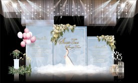 蓝色大理石主题婚礼舞台效果图