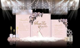 粉色大理石主题婚礼舞台效果图