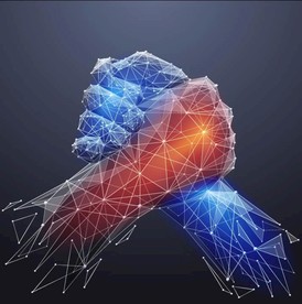 握手科技线条智能手臂矢量素材