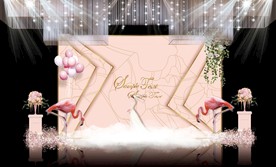 粉色大理石主题婚礼舞台效果图