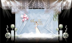蓝色大理石主题婚礼舞台效果图