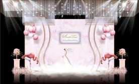 粉色大理石主题婚礼舞台效果图