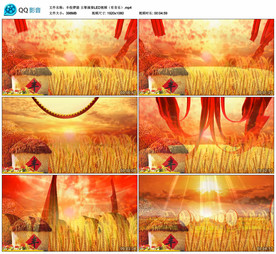 丰收锣鼓 古筝演奏舞台背景视频