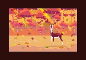 矢量森林动物插画