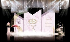 粉色大理石主题婚礼舞台效果图