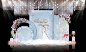 蓝色大理石主题婚礼舞台效果图