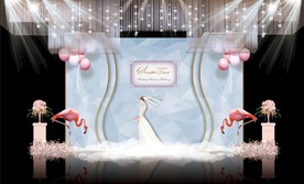 蓝色大理石婚礼素材舞台效果图