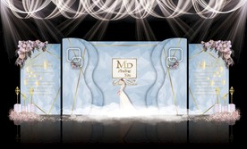 蓝色大理石主题婚礼舞台效果图