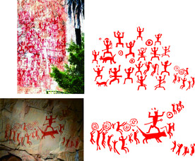 花山壁画矢量图