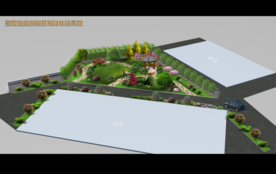 别墅后院花园游园效果图