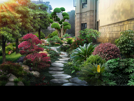 别墅庭院透视图