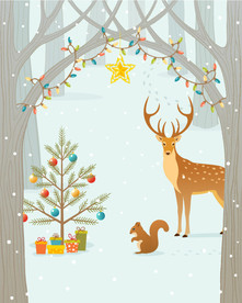 圣诞节麋鹿礼物插画