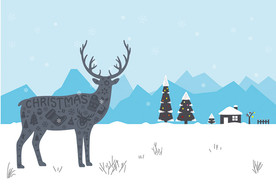 圣诞节麋鹿插画