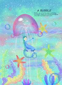 坐在泡泡上的女孩