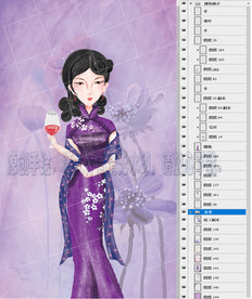 喝红酒的旗袍美女