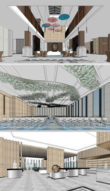 酒店大堂草图大师SU模型
