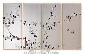花鸟装饰画 四联装饰画