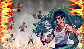 原创中华武术背景墙壁画