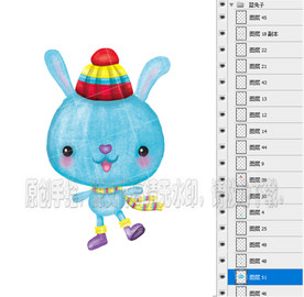 彩铅水彩蓝色兔子图片