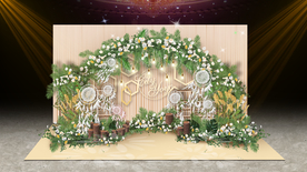 香槟色森系婚礼迎宾区