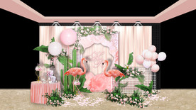 火烈鸟主题婚礼迎宾区